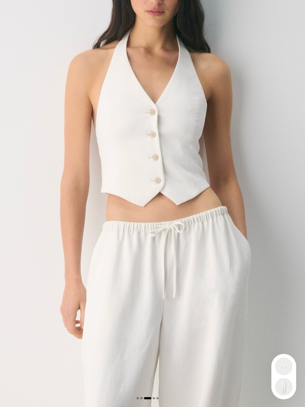 Aritzia Cream Halter Button-Front Vest